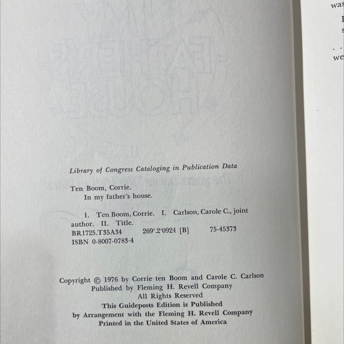 in my father's house book, by corrie ten boom, 1976 Hardcover image 3