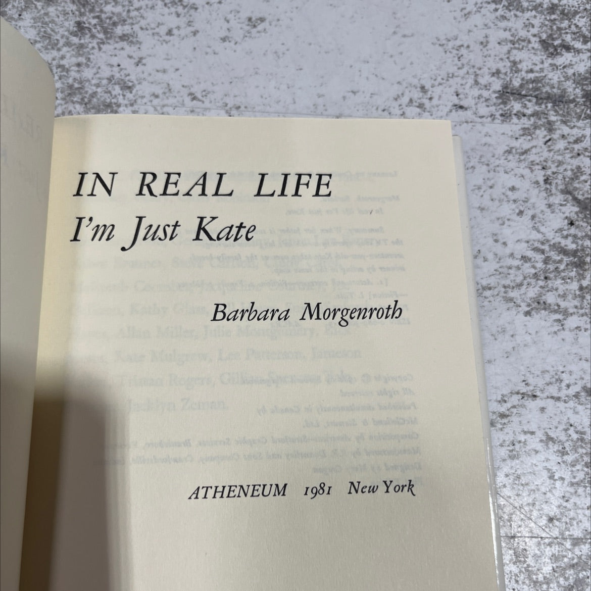 in real life i'm just kate book, by barbara morgenroth, 1981 Hardcover image 2