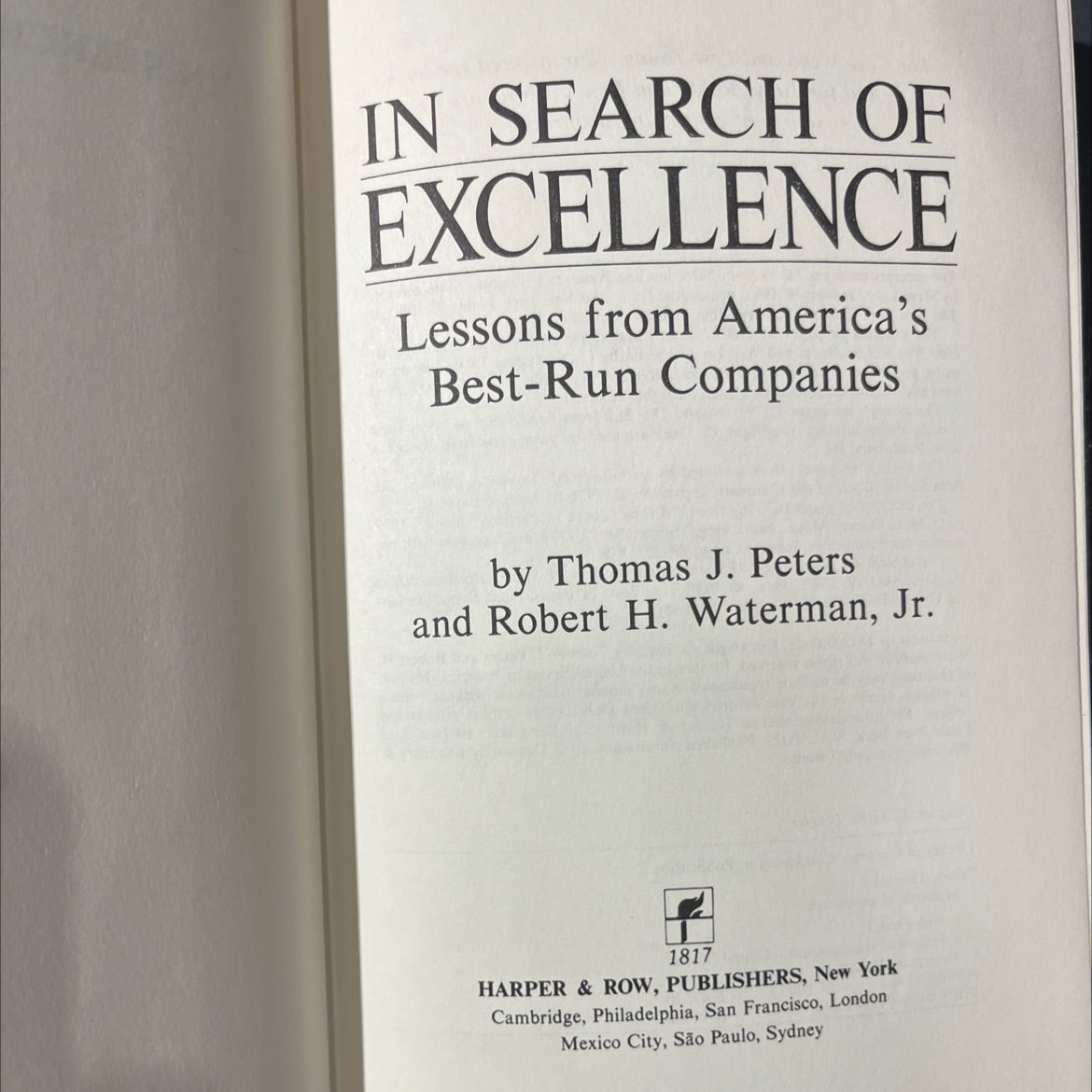 in search of excellence lessons from america's best-run companies book, by Thomas J. Peters and Robert H. Waterman, image 2