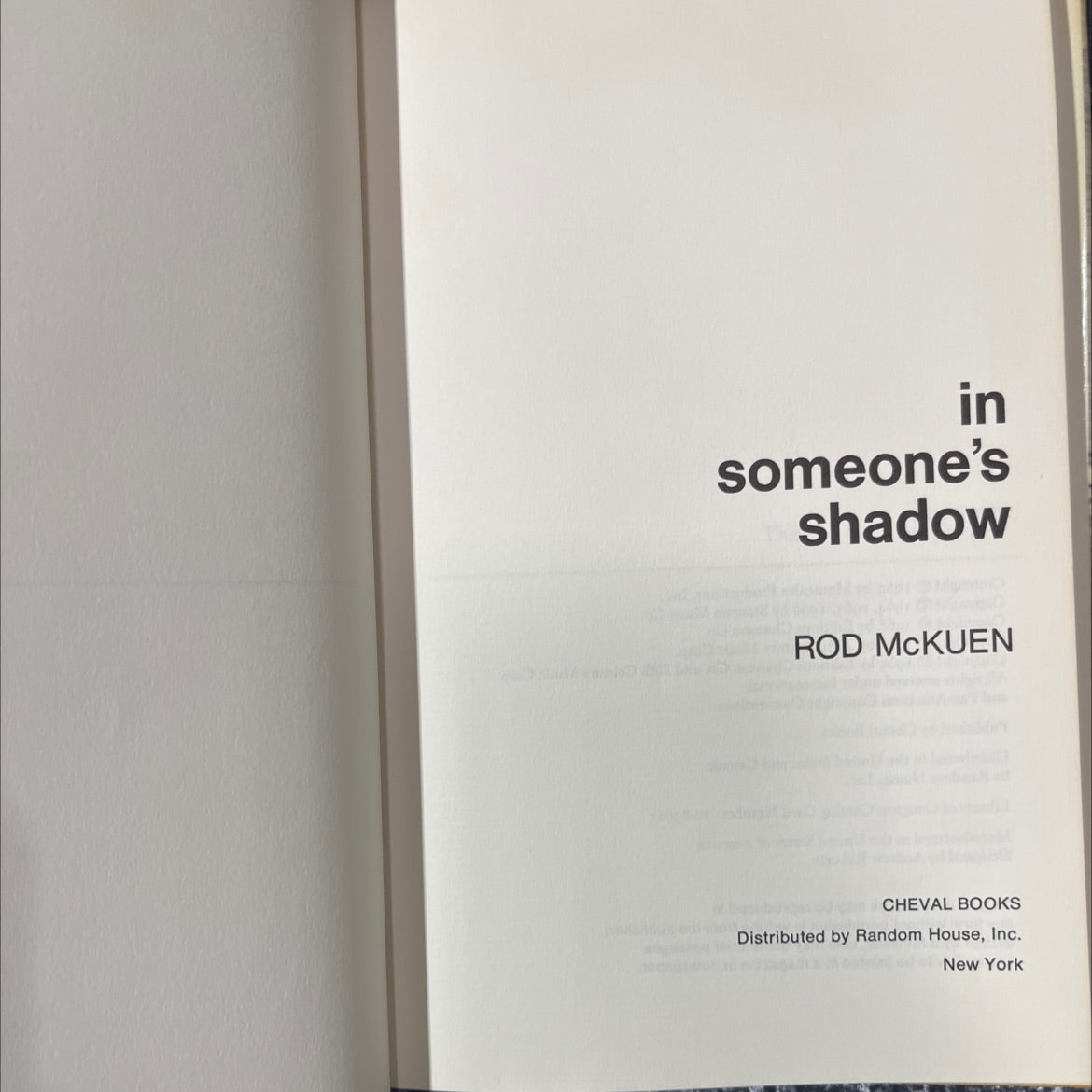 in someone's shadow book, by rod mckuen, 1969 Hardcover image 2