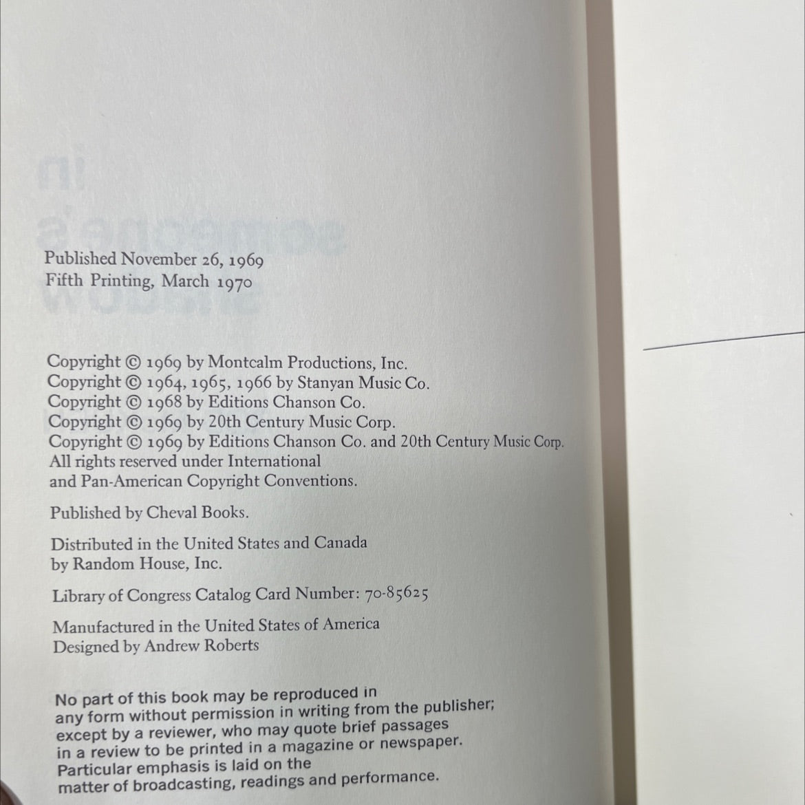 in someone's shadow book, by rod mckuen, 1970 Hardcover image 3