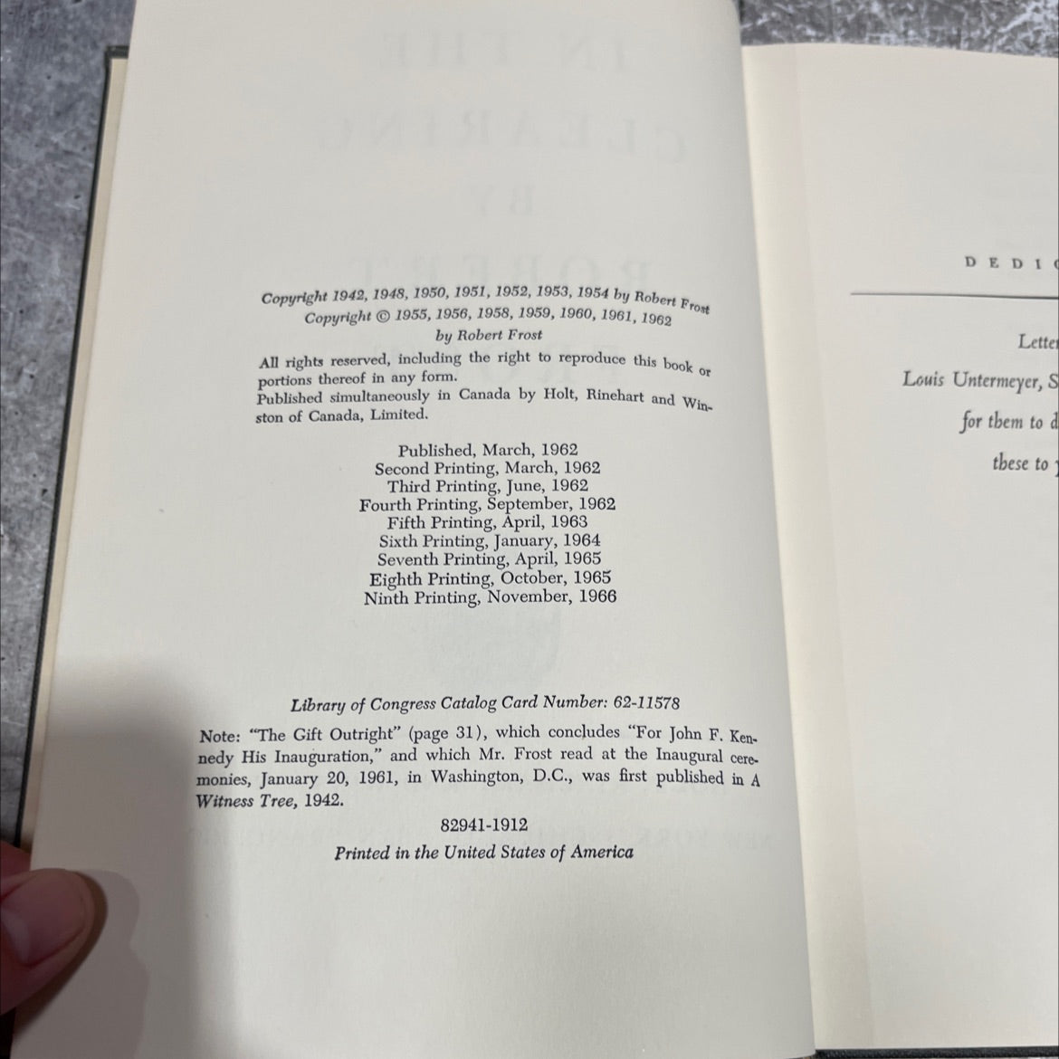 in the clearing book, by robert frost, 1962 Hardcover image 3