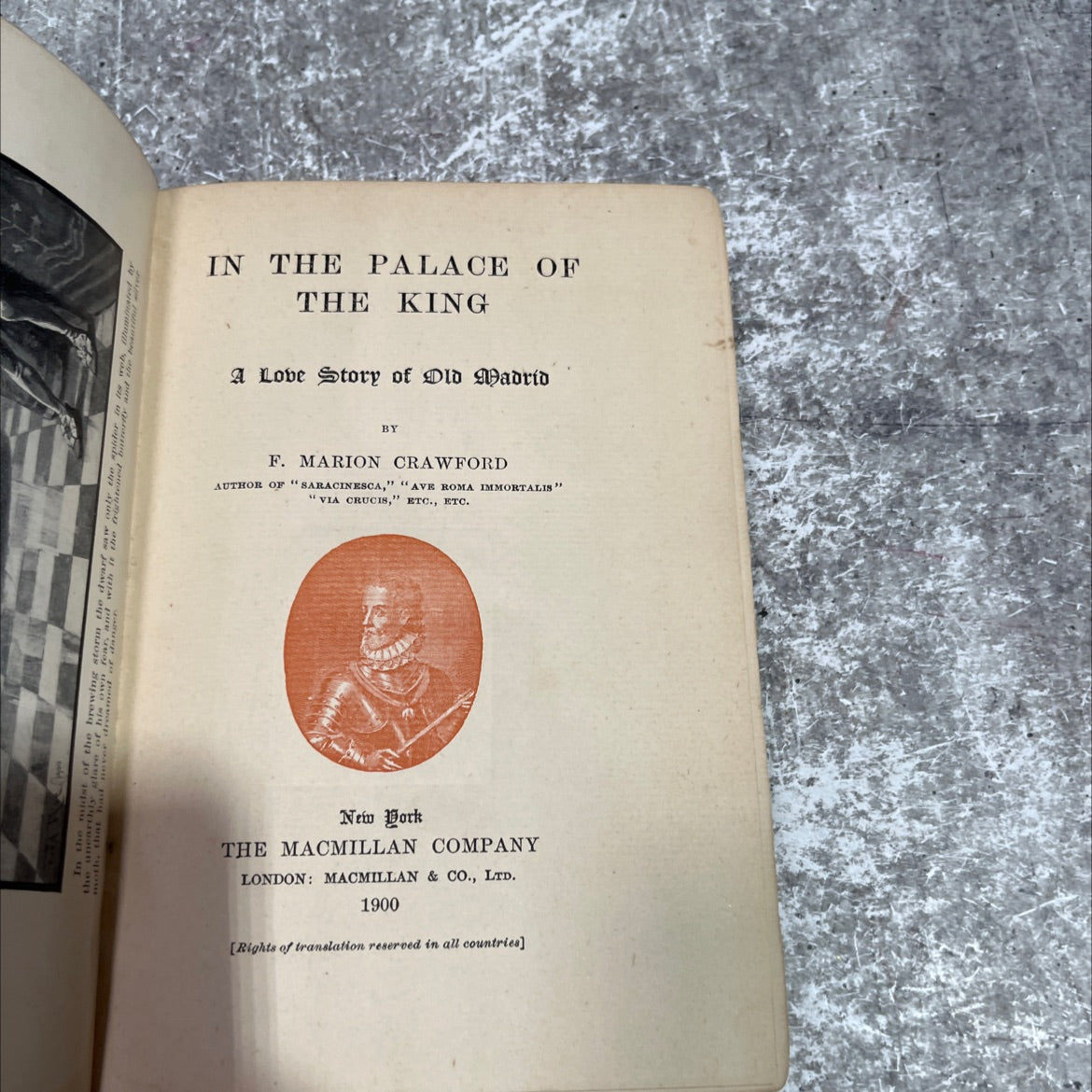 in the palace of the king a love story of did madrid book, by f. marion crawford, 1900 Hardcover image 2