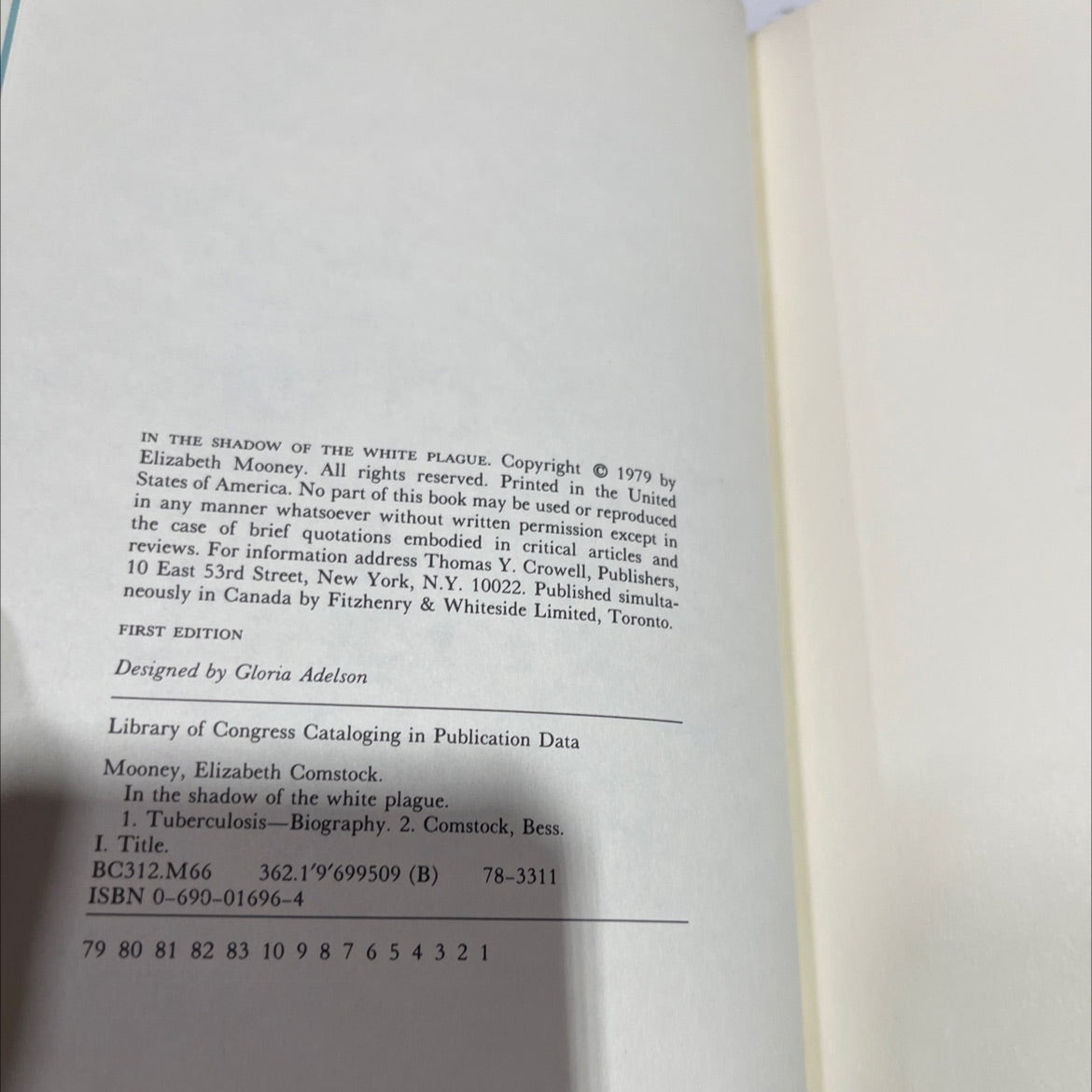 in the shadow of the white plague book, by Elizabeth Mooney, 1979 Hardcover image 3