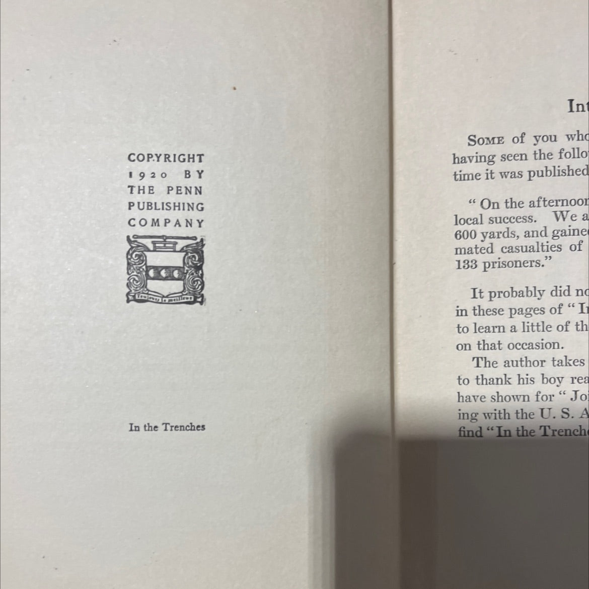 in the trenches book, by captain charles a. botsford, 1920 Hardcover image 3