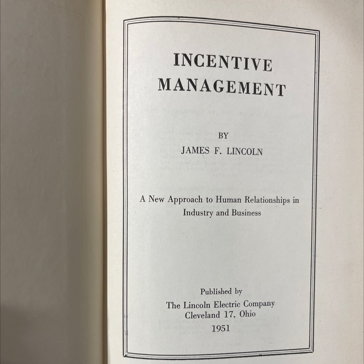 incentive management book, by james f. lincoln, 1951 Hardcover image 2