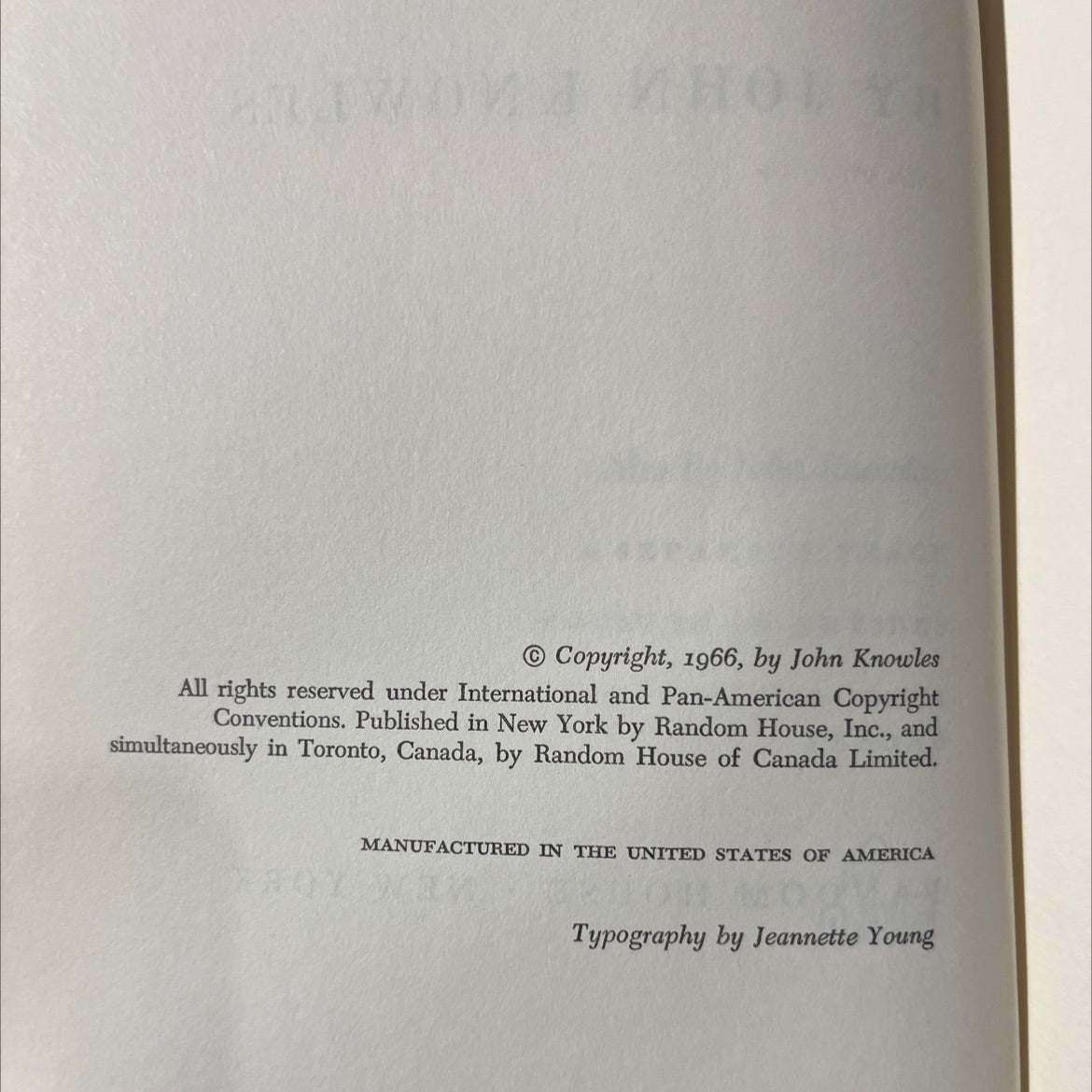 indian summer book, by john knowles, 1966 Hardcover image 3