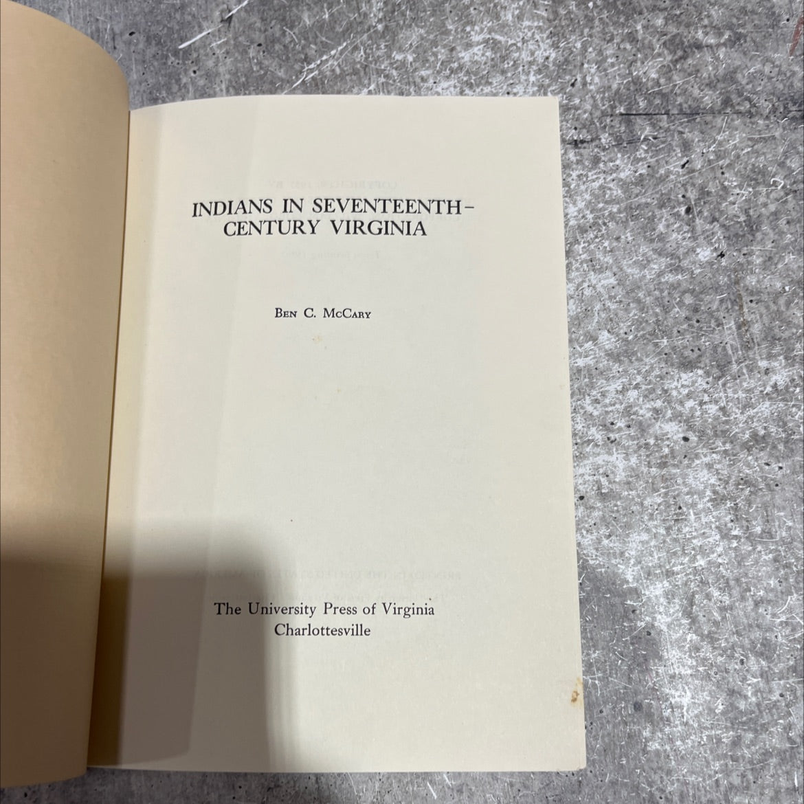 indians in seventeenth-century virginia book, by ben c. mccary, 1990 Paperback image 2