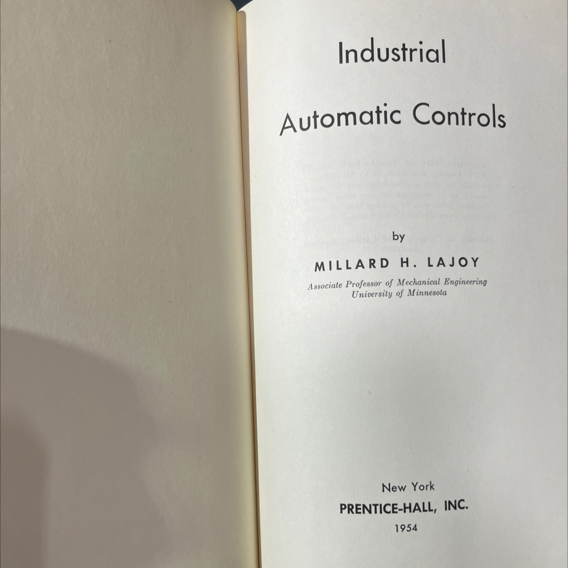 industrial automatic controls book, by millard h. lajoy, 1954 Hardcover image 2