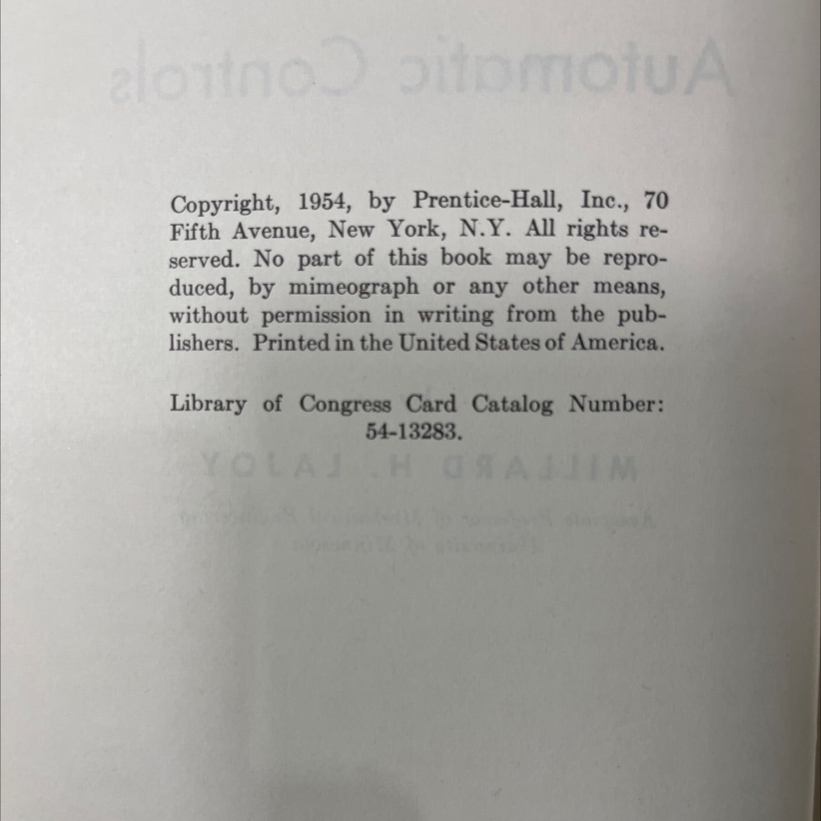 industrial automatic controls book, by millard h. lajoy, 1954 Hardcover image 3