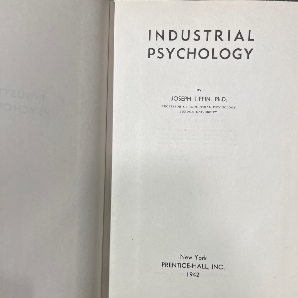 industrial psychology tzugh book, by joseph tiffin, 1942 Hardcover image 2