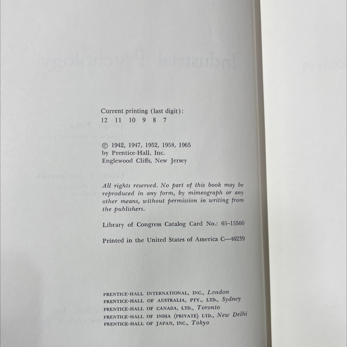 industrial psychology book, by joseph tiffin, ernest j. mccormick, 1965 Hardcover image 3