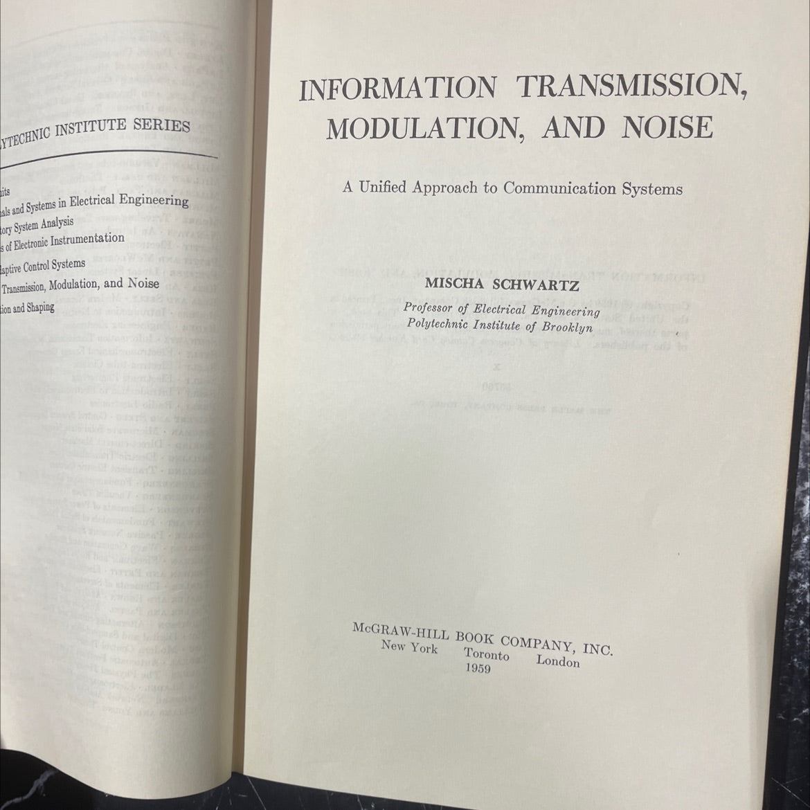 information transmission, modulation, and noise book, by mischa schwartz, 1959 Hardcover image 2