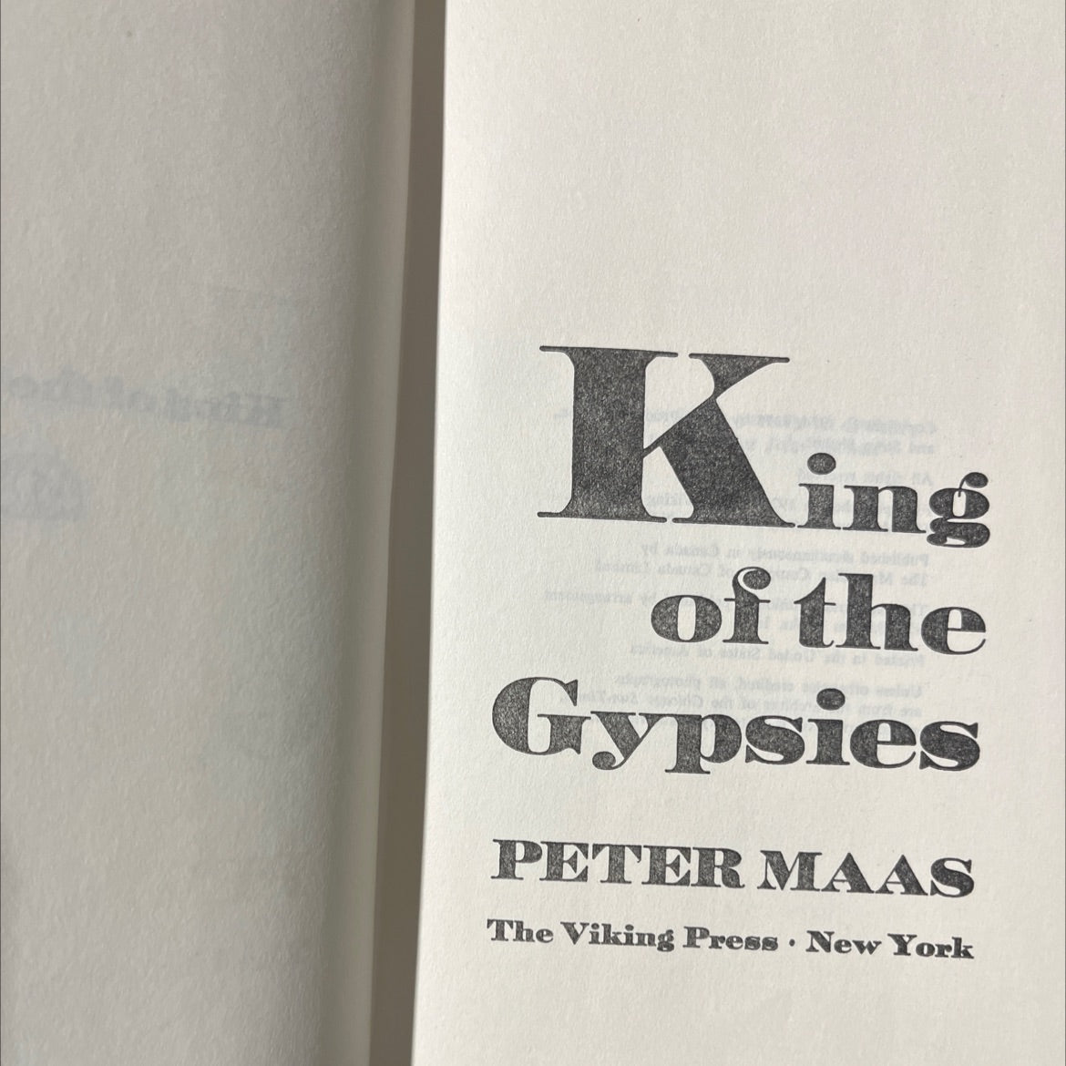 ing of the gypsies book, by peter maas, 1975 Hardcover image 2