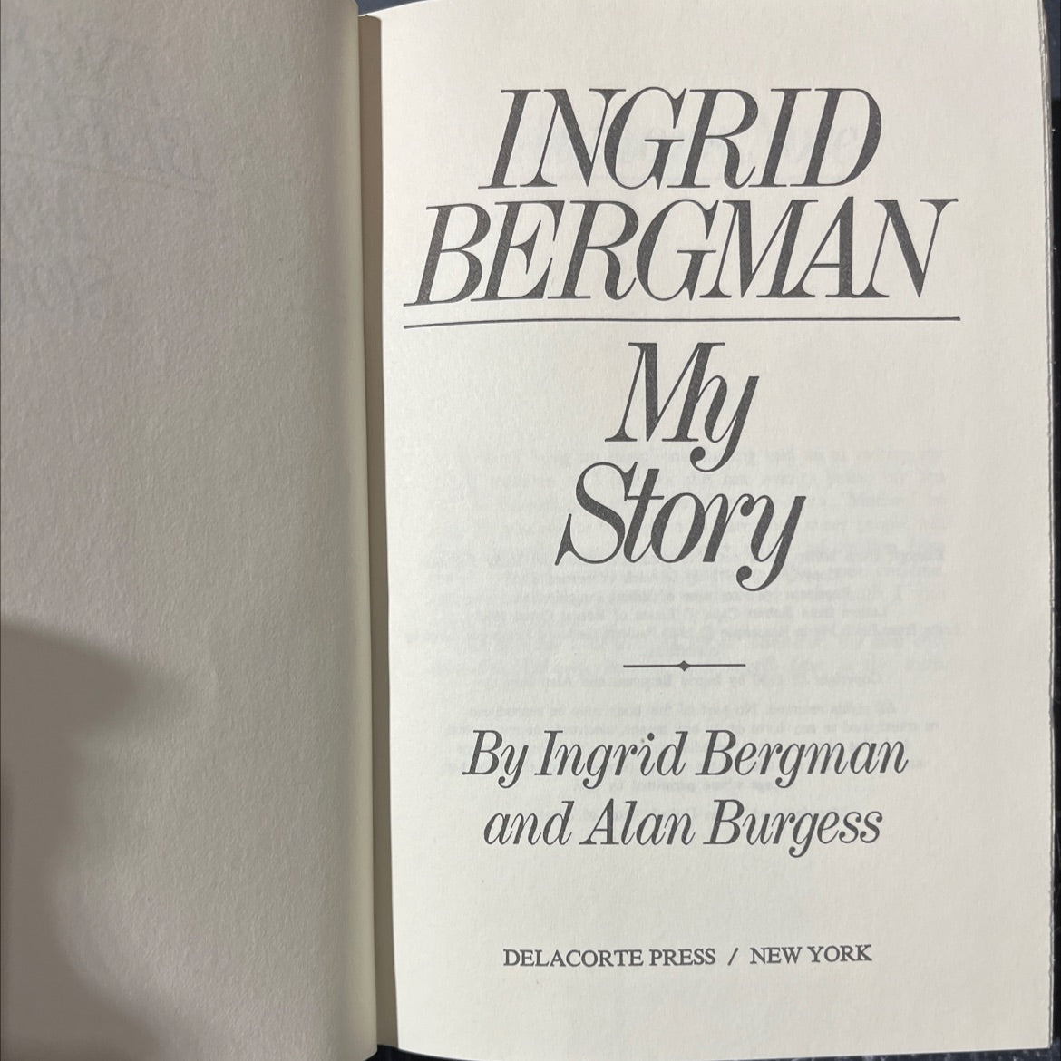 ingrid bergman my story book, by ingrid bergman and alan burgess, 1980 Hardcover image 2