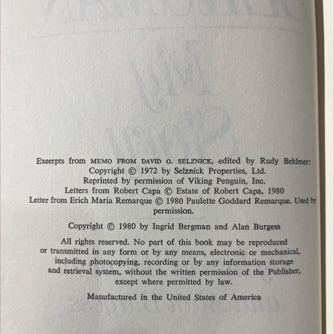 ingrid bergman my story book, by ingrid bergman and alan burgess, 1980 Hardcover image 3