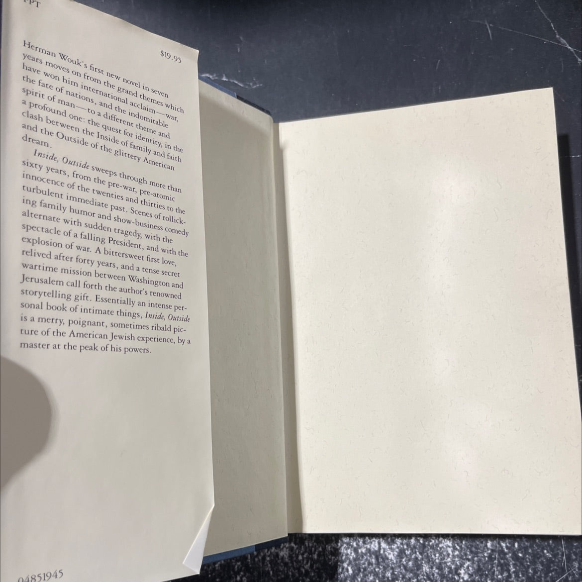 inside, outside book, by herman wouk, 1985 Hardcover image 4