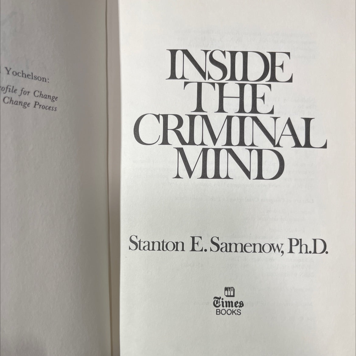 inside the criminal mind book, by Stanton E. Samenow, Ph.D., 1984 Hardcover image 2