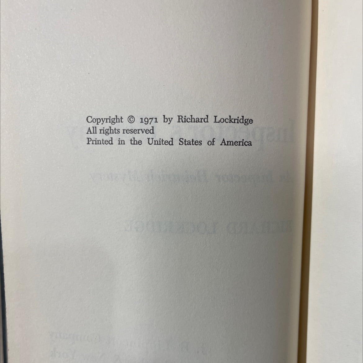 inspector's holiday book, by richard lockridge, 1971 Hardcover image 3