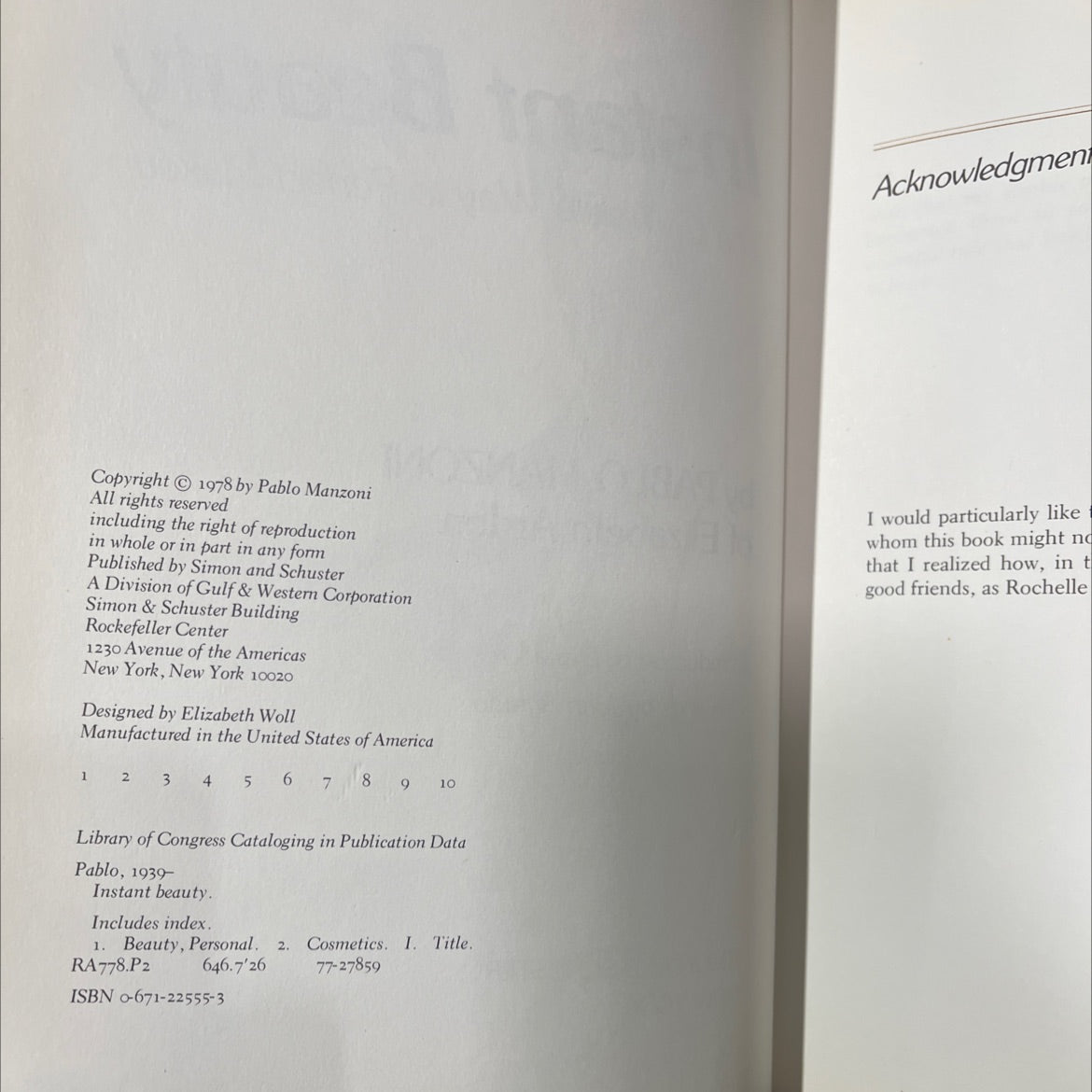 instant beauty the complete way to perfect makeup book, by pablo manzoni, 1978 Hardcover image 3