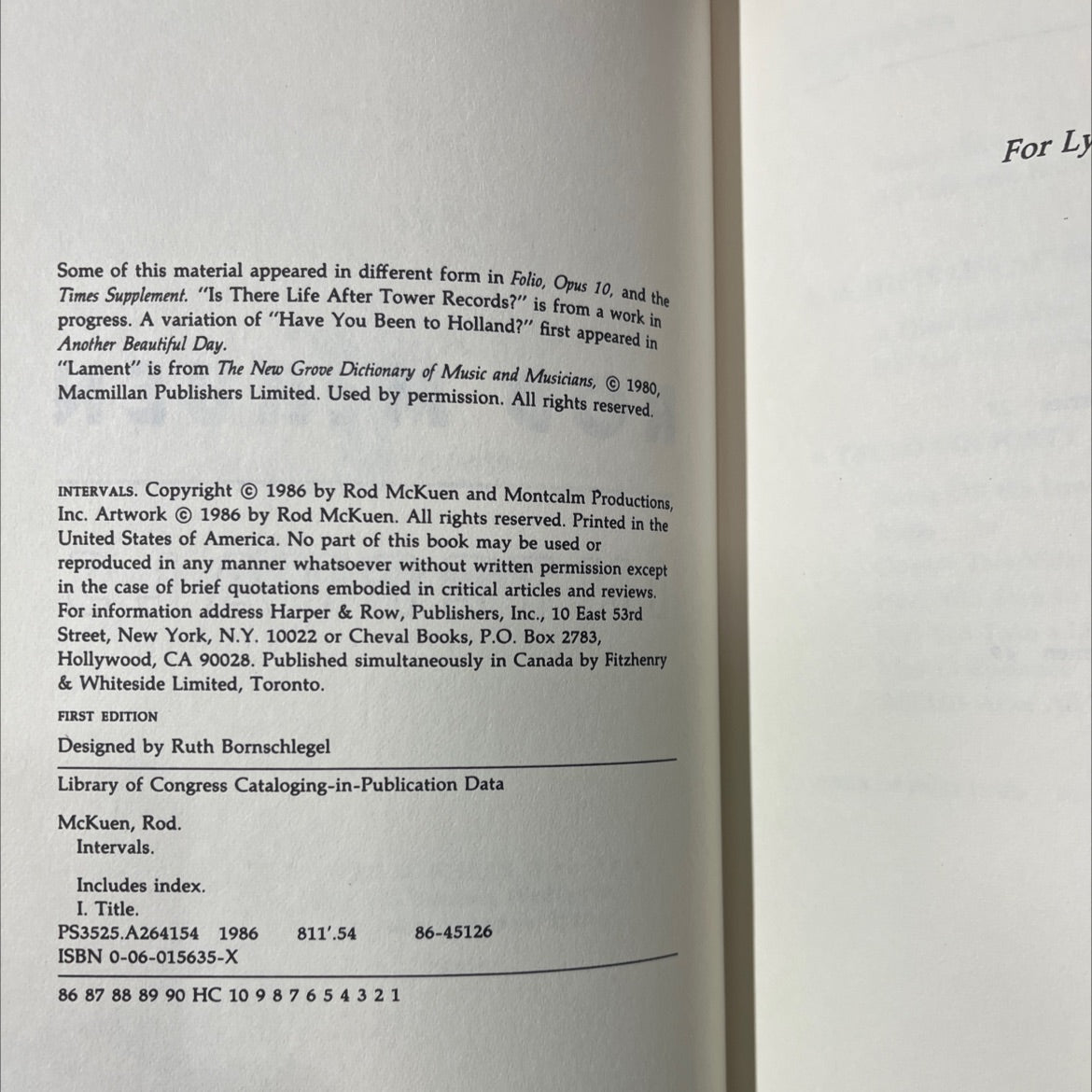 intervals book, by rod mckuen, 1986 Hardcover image 3