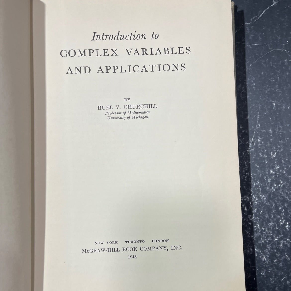 introduction to complex variables and applications book, by ruel v. churchill, 1948 Hardcover image 2