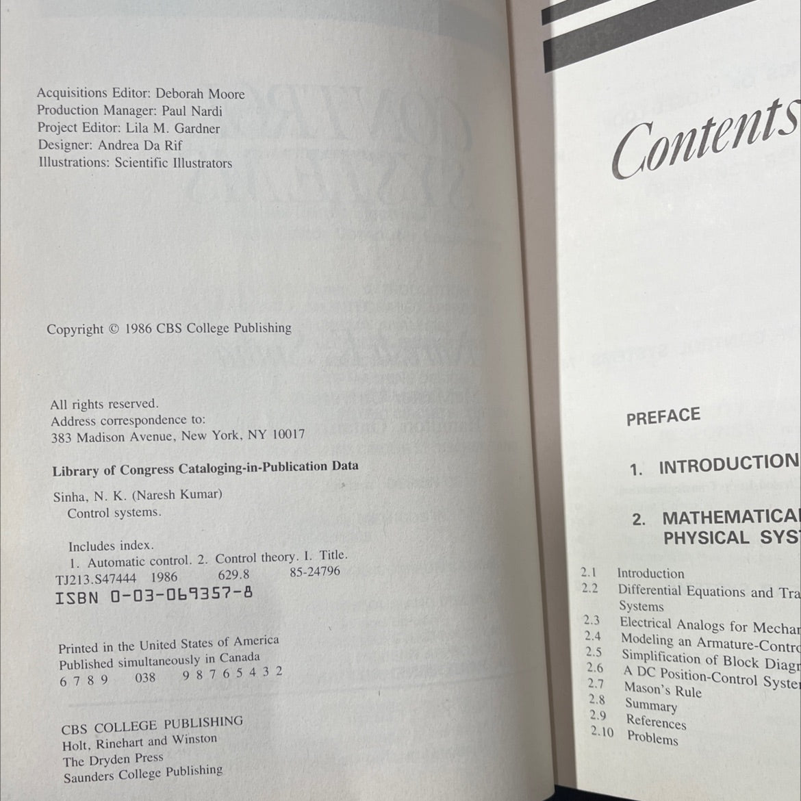 introduction to control systems: an integrated approach book, by naresh k. sinha, 1986 Hardcover image 3