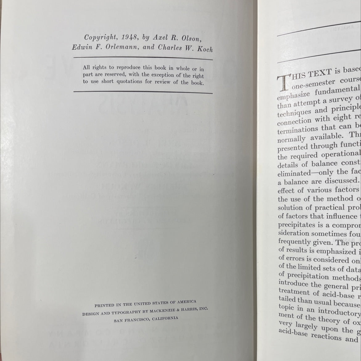 introductory quantitative analysis book, by axel r. olson, edwin f. orlemann, charles w. koch, 1953 Hardcover image 3