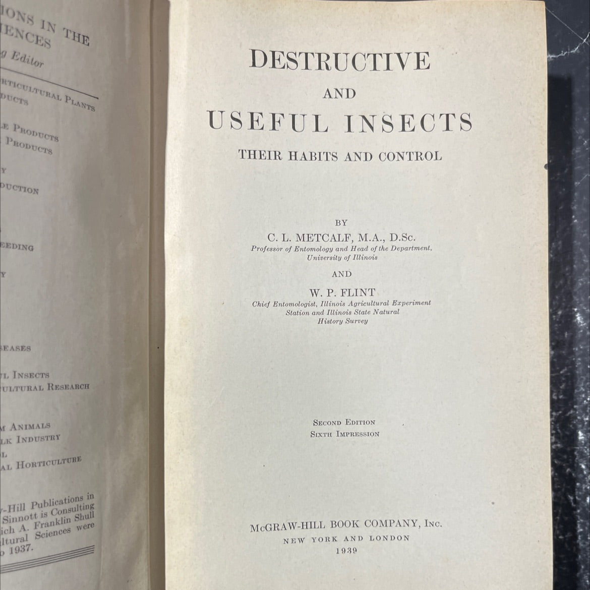 ions in the agricultural plants and insects their habits and control book, by c. l. metcalf, w. p. flint, 1939 Hardcover image 2