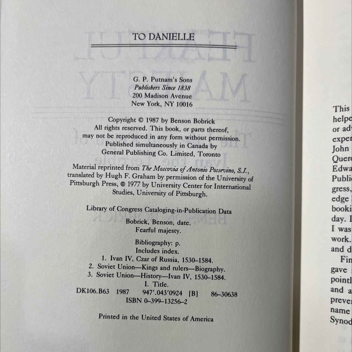 iron fearful majesty the life and reign of ivan the terrible book, by benson bobrick, 1987 Hardcover image 3