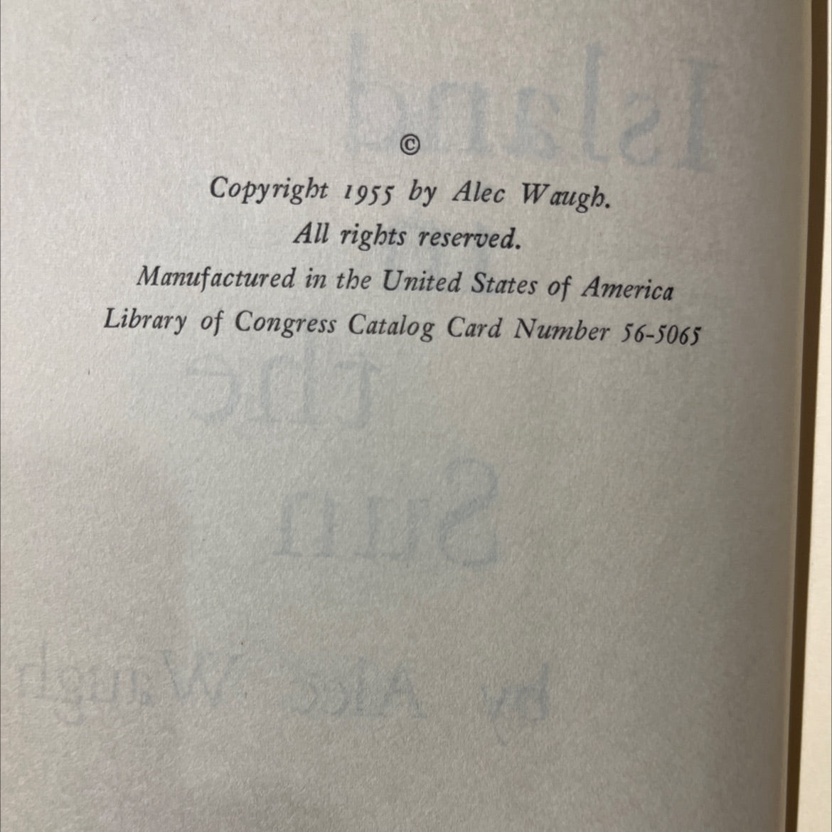 island in the sun book, by alec waugh, 1955 Hardcover image 3