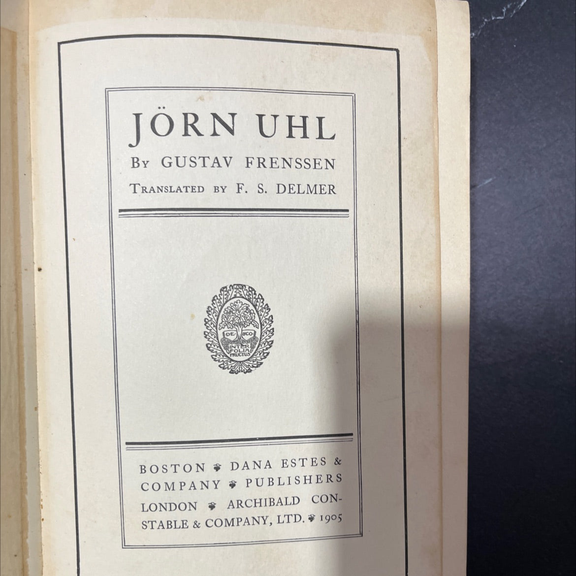 jörn uhl book, by gustav frenssen, 1905 Hardcover, Antique image 2