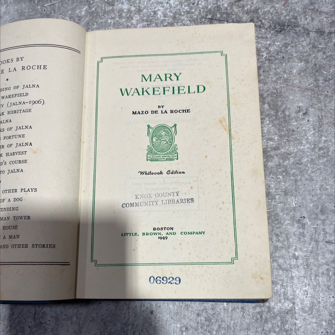 jalna book, by mazo de la roche, 1949 Hardcover image 2