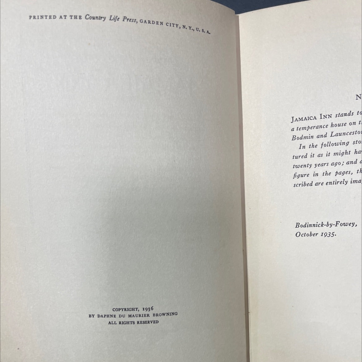 jamaica inn book, by daphne du maurier, 1936 Hardcover, First Edition, Antique image 3