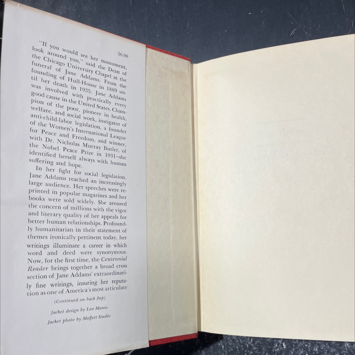 jane addams a centennial reader book, by jane addams, 1960 Hardcover image 4