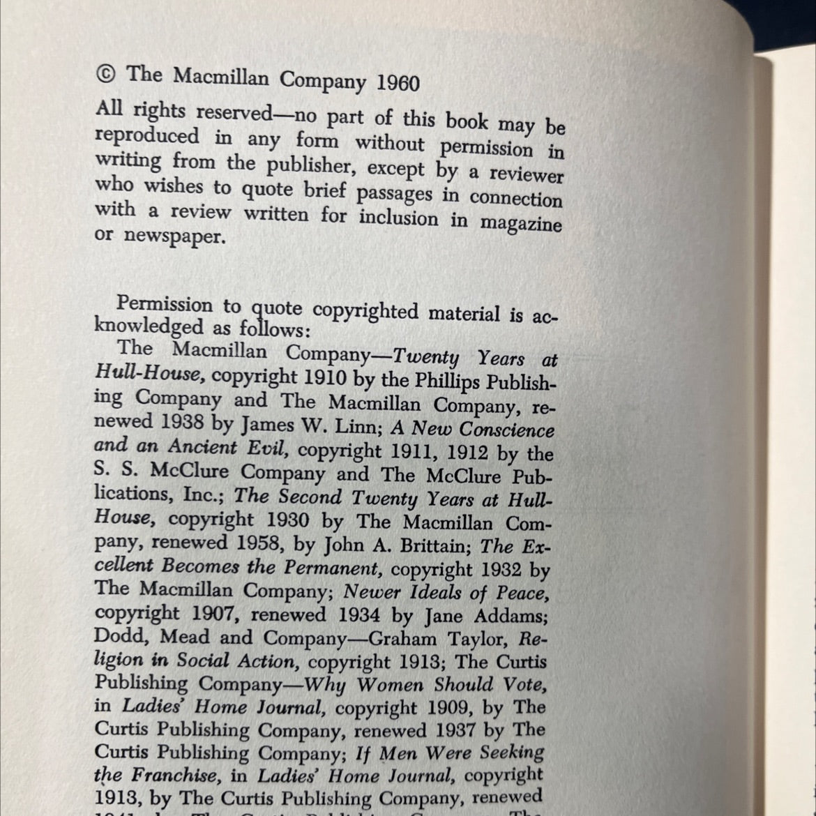 jane addams a centennial reader book, by jane addams, 1960 Hardcover image 3