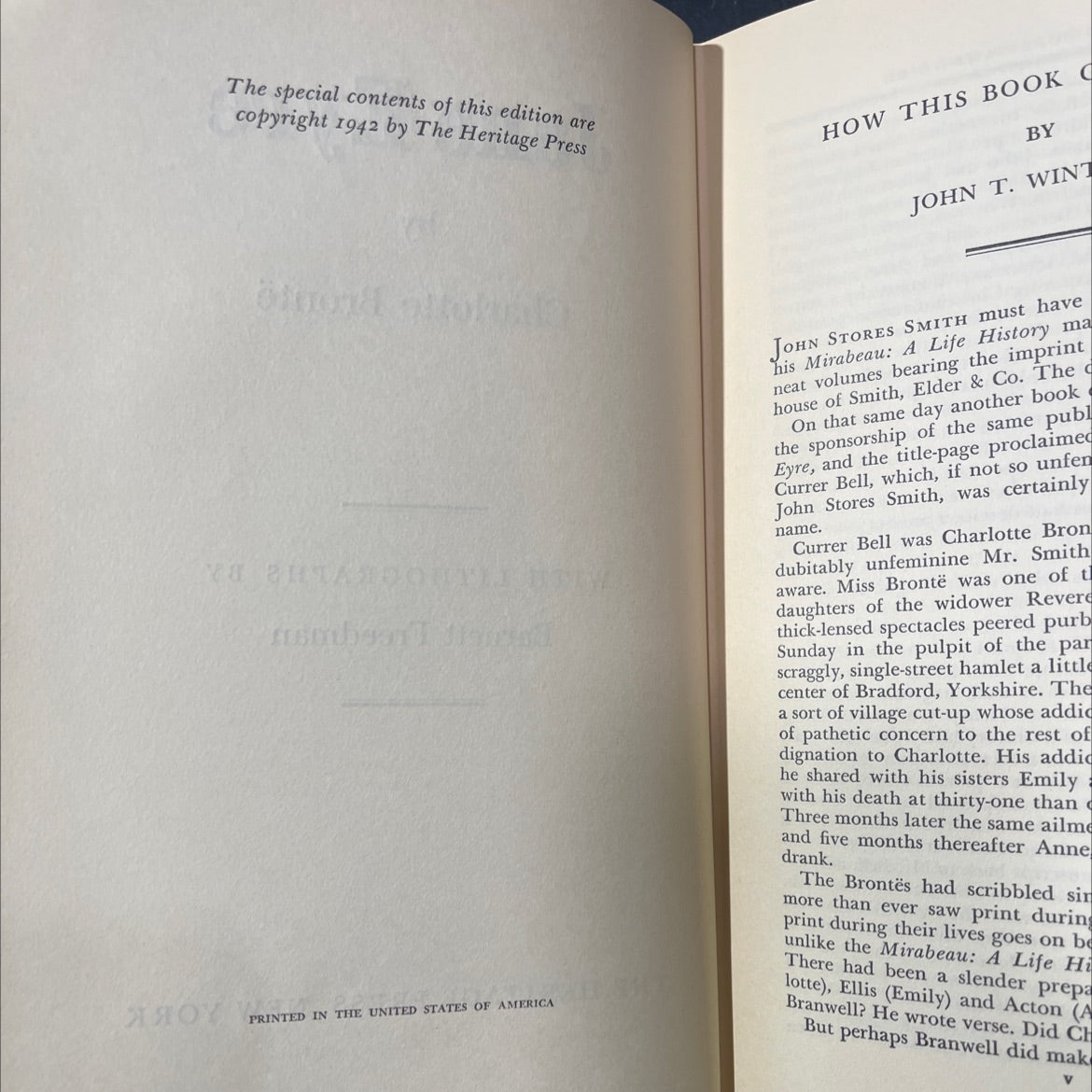 jane eyre book, by charlotte brontë, 1942 Hardcover image 3