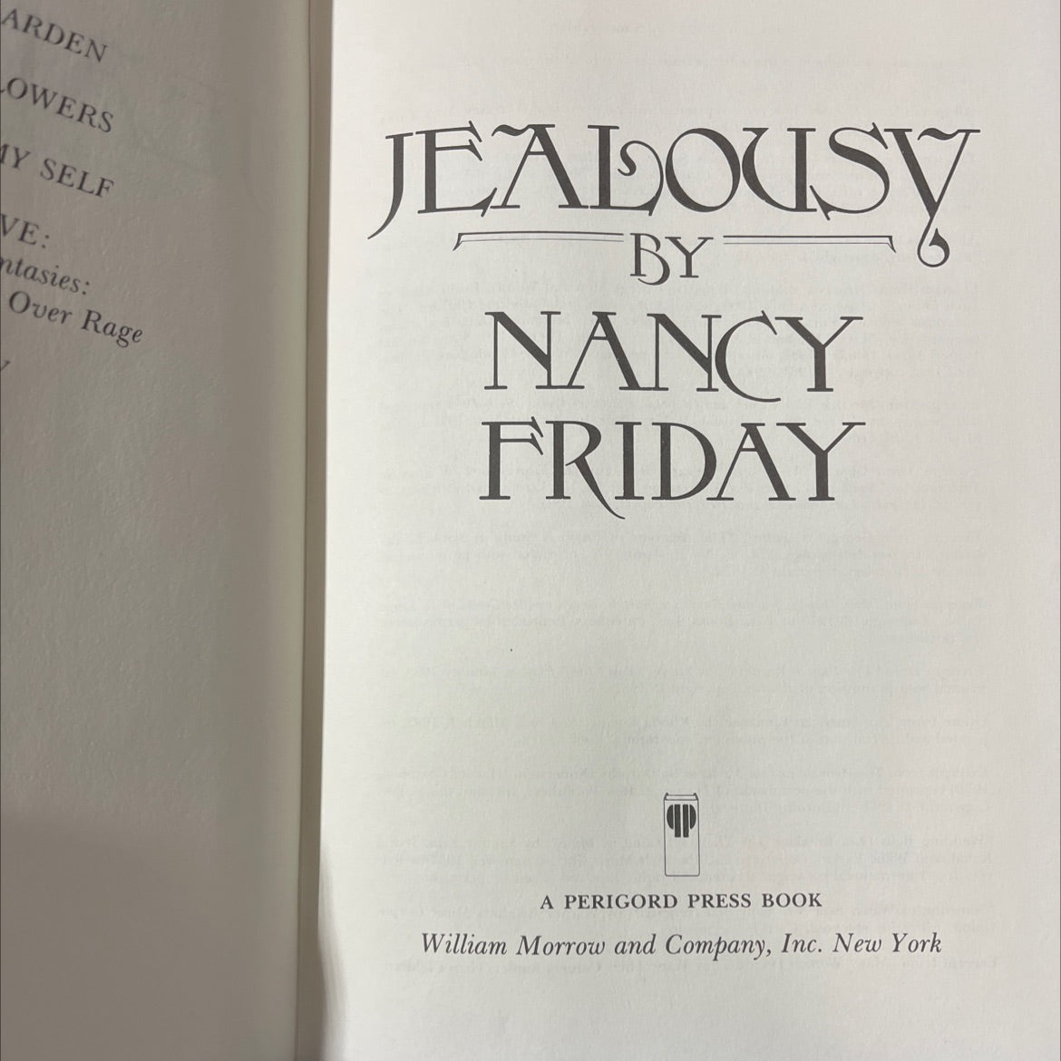 jealousy book, by nancy friday, 1985 Hardcover image 2