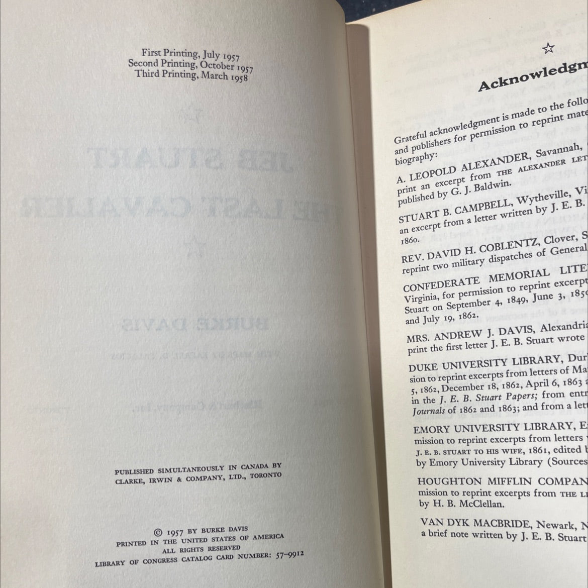 jeb stuart the last cavalier book, by burke davis, 1958 Hardcover image 3