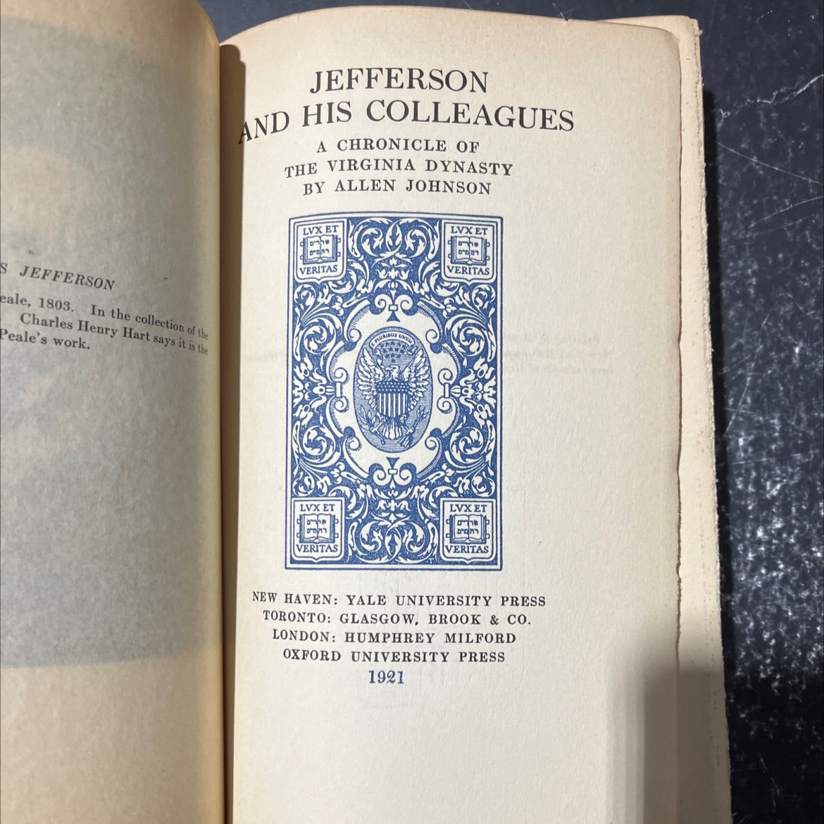 jefferson and his colleagues a chronicle of the virginia dynasty book, by allen johnson, 1921 Hardcover image 2