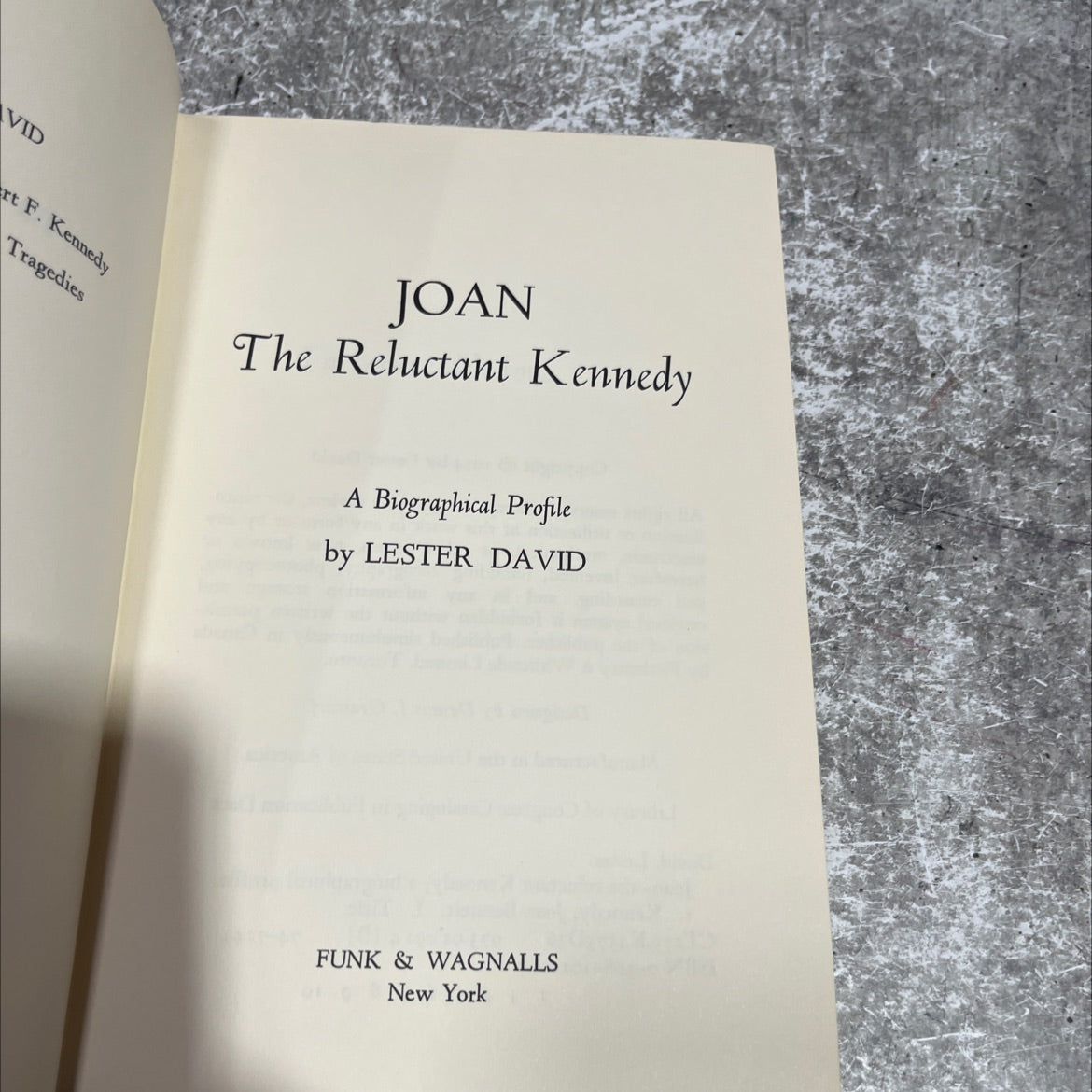 joan the reluctant kennedy a biographical profile book, by lester david, 1974 Hardcover image 2