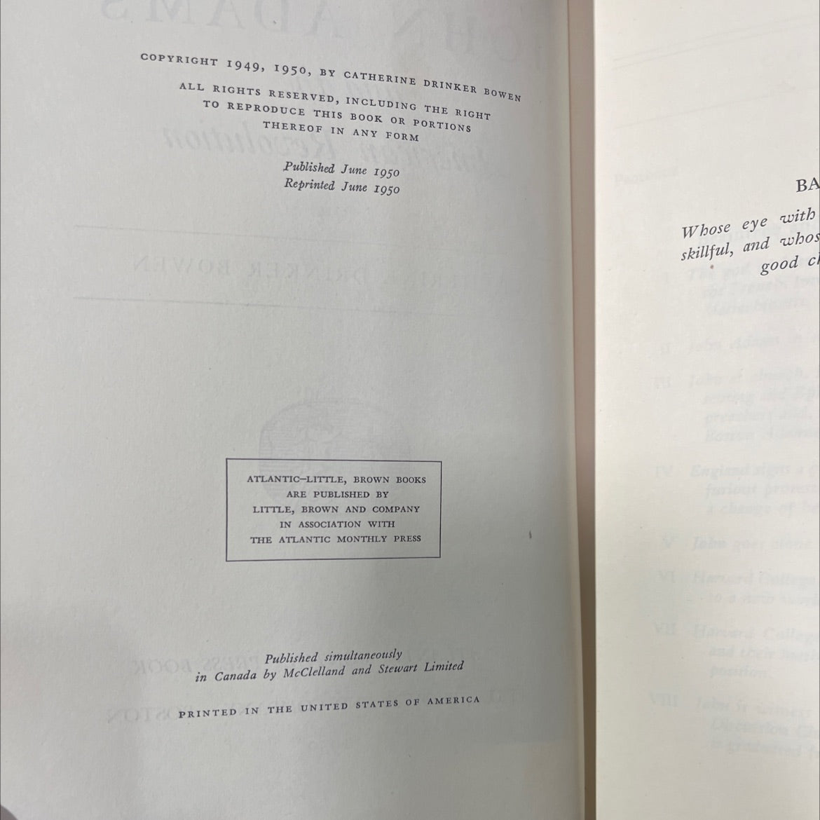 john adams and the american revolution book, by catherine drinker bowen, 1950 Hardcover image 3