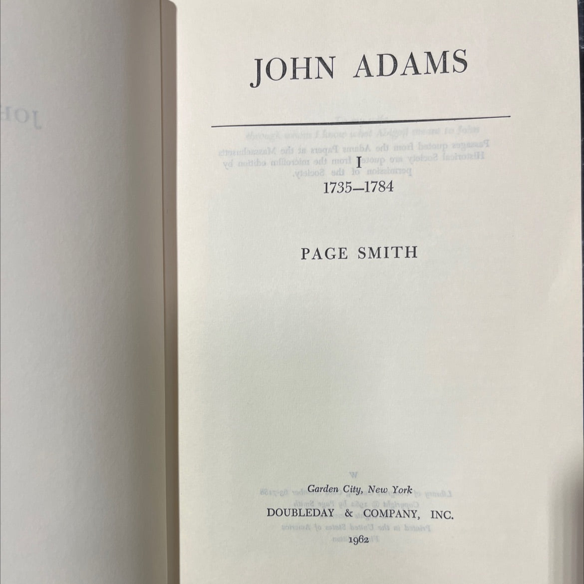 john adams book, by page smith, 1962 Hardcover image 2