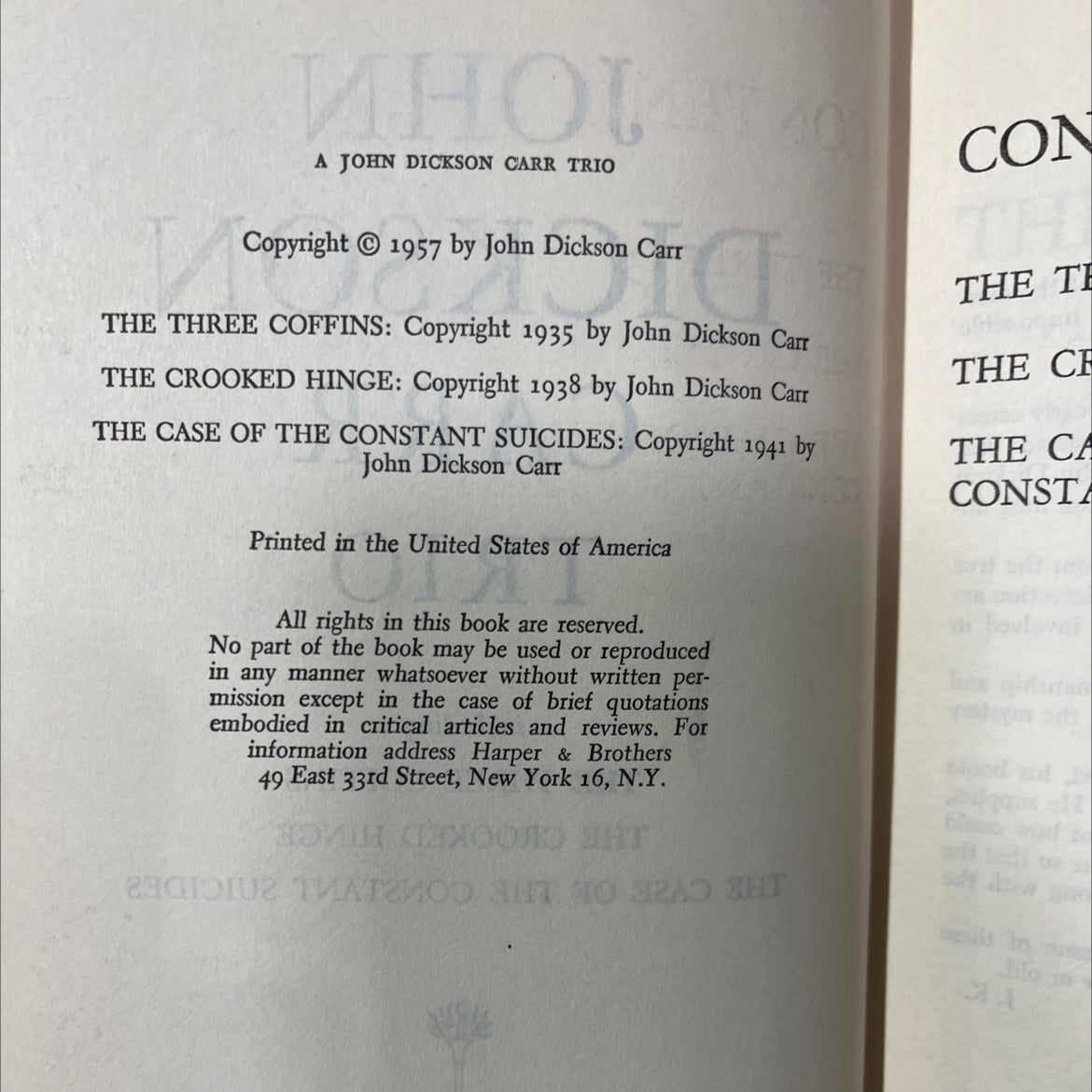 john dickson carr trio book, by John Dickson Carr, 1957 Hardcover image 3