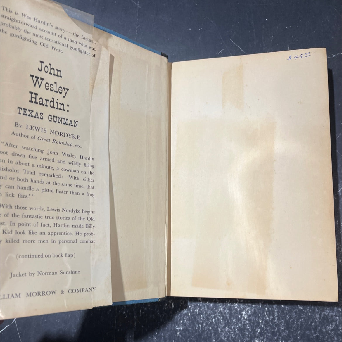 john wesley hardin texas gunman book, by lewis nordyke, 1957 Hardcover image 4