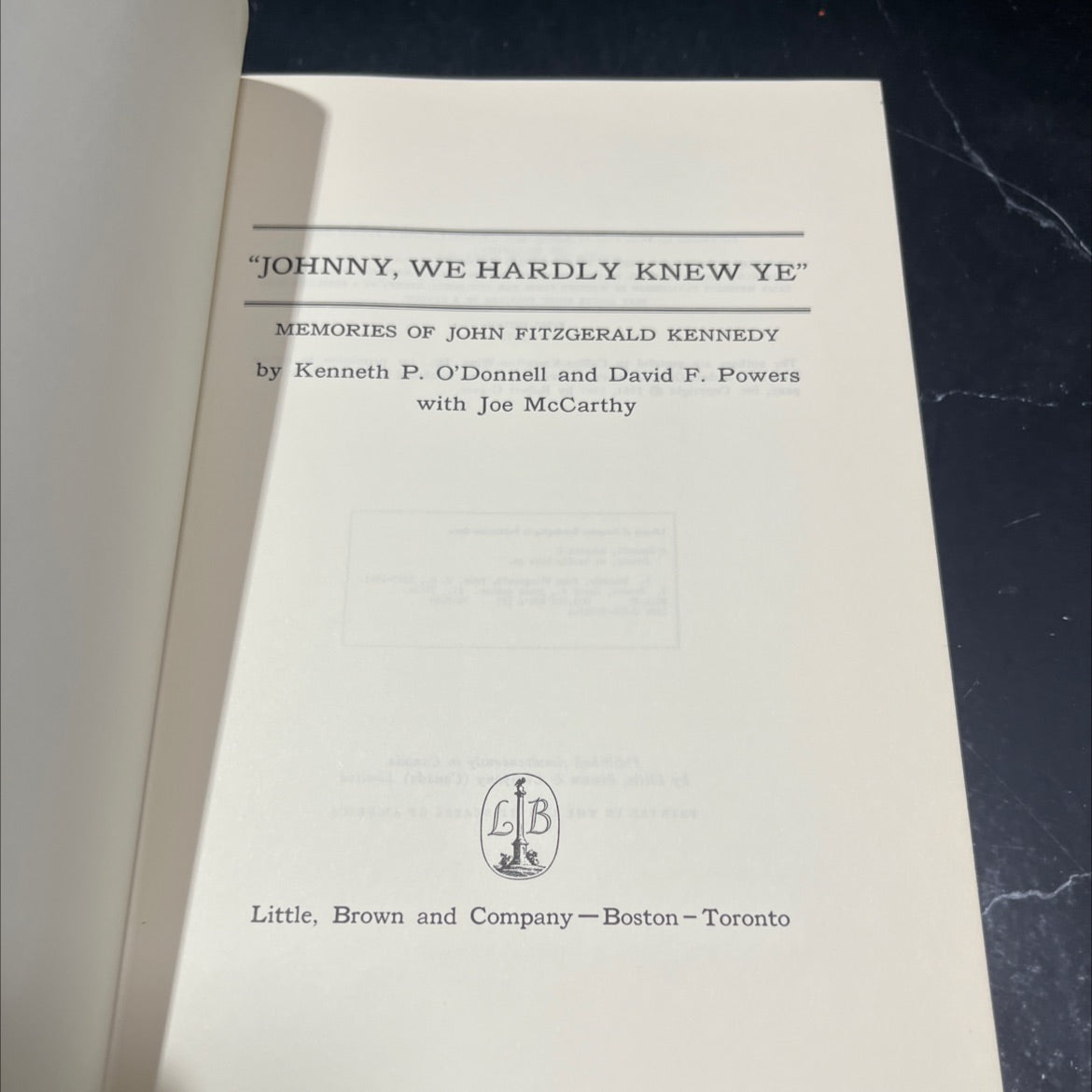 johnny, we hardly knew ye book, by kenneth p. o'donnell, david f. powers, joe mccarthy, 1972 Hardcover image 2