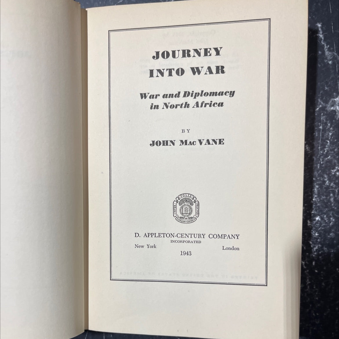 journey into war war and diplomacy in north africa book, by john mac vane, 1943 Hardcover image 2