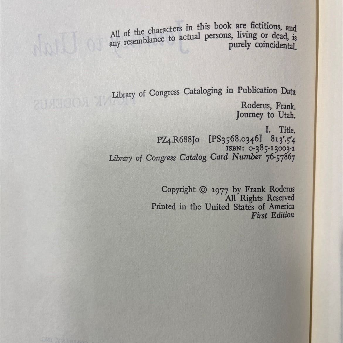 journey to utah book, by frank roderus, 1977 Hardcover image 3