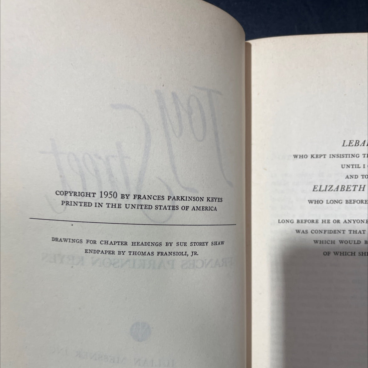 joy stret book, by frances parkinson keyes, 1950 Hardcover image 3
