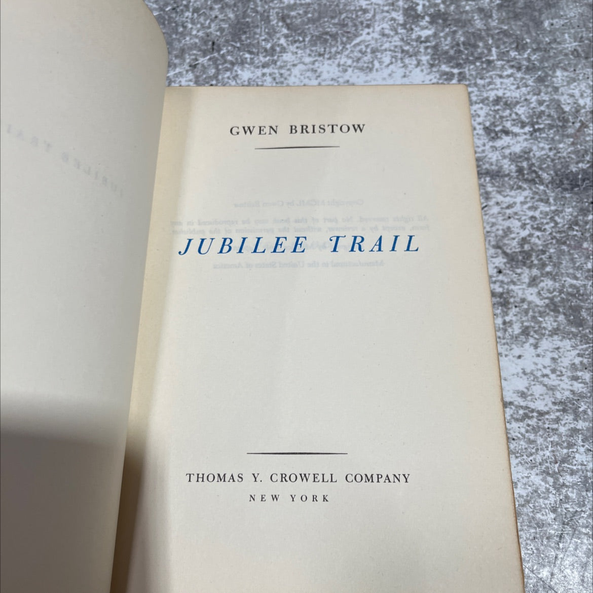 jubilee trail book, by gwen bristow, 1951 Hardcover image 2